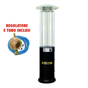 Stufa a Fiamma piramide Circolare Volcano gas 11 Kw Col. Nero