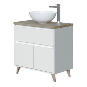 Mobile bagno sospeso 60 cm con lavabo e portasalviette rovere fumo - Erika  99030