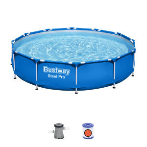 Piscina CM 366X76H Mod. 56681 Tonda Steel pro con pompa filtro LT. 6473