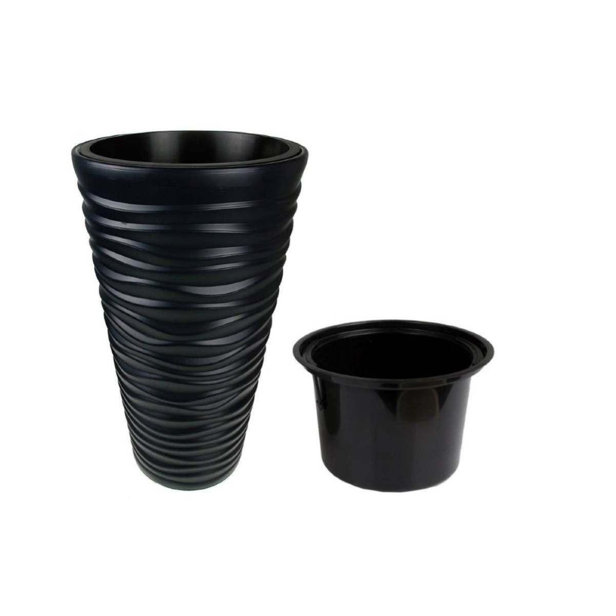 MELTOM Vaso da fiori con inserto rimovibile, rotondo, con scanalature