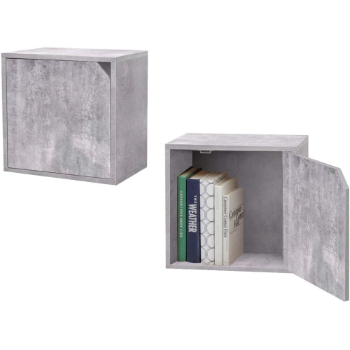 MK-1024-GRI - Cubo Impilabile Con Anta 35X29X35Cm Cemento (Unica - Cemento)  - Eurostar