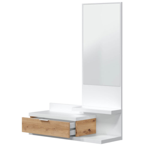 Mobile Ingresso Sospeso Con Specchio Rovere Bianco