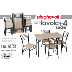 Set tavolo + 4 sedie metallo legno 