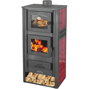 Stufa a legna con forno Ambassador rossa 11-13 kW
