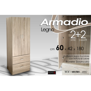 Armadio Legno 2 Ante Rovere