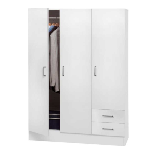 Armadio 3 ante + 2 cassetti bianco