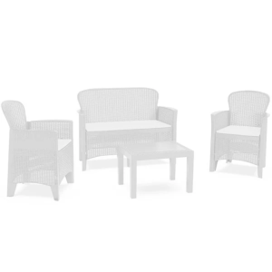 Salottino jungle rattan 4pz bianco