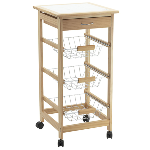 Carrello Cucina Calgary 3 Cesti Mdf Naturale 37X37X75 Cm