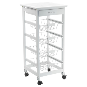 Carrello Cucina Calgary 4 Cesti Mdf Bianco 37X37X80 Cm