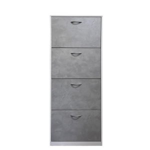 Scarpiera 4 Ante In Melamina Bianco+Cemento 60X24X150