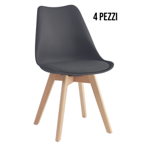 Sedia Nordik Nero/Antracite Set 4 pezzi