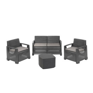 Set bellagio Rattan grigio con cuscino Grigio