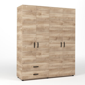 Kit armadio 4 ante + 2 cassetti 160x52x205 cm rovere 