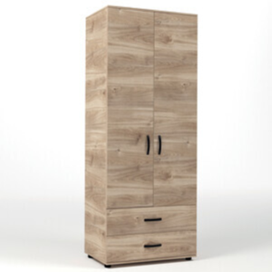 Kit armadio 2 ante + 2 cassetti 80x52x205 cm rovere m. k358