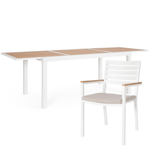 Set Tavolo All.Hilija + Sedia Henna 160-240X90 Bianco Ld30