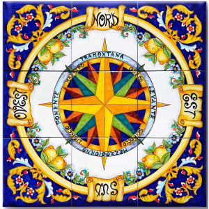 Stampa su tela Rosa dei venti blu 50x50