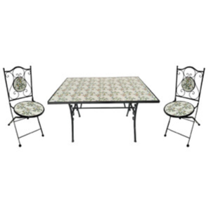 C Set Tavolo Rettang Mosaico C/2 Sedie Montecarlo