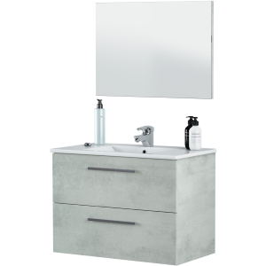Mobile Bagno Sospeso Cemento C/Specchio Cm 80X45X57H