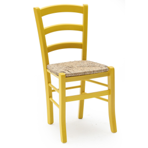 Sedia Paesana Colorata Impagliata Giallo