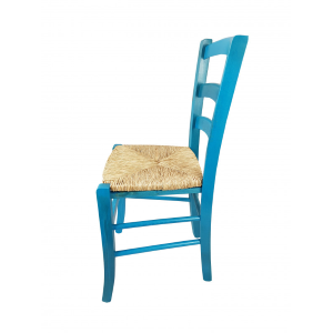 Sedia Paesana Colorata Impagliata Blu