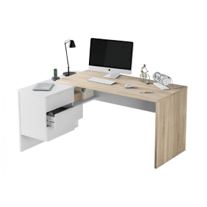 Scrivania Ufficio con Cassetti Bianco/Rovere Canadian