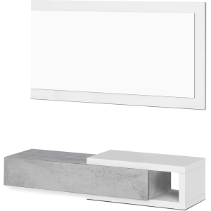 Mobile Ingresso Con Specchio Bianco / Cemento
