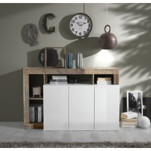 Credenza sideboard 3 Ante Hamburg Bianco Laccato / Pero