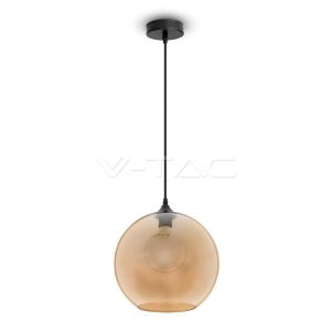 Lampadario con Portalampada Globo Vetro Ambra ?300mm