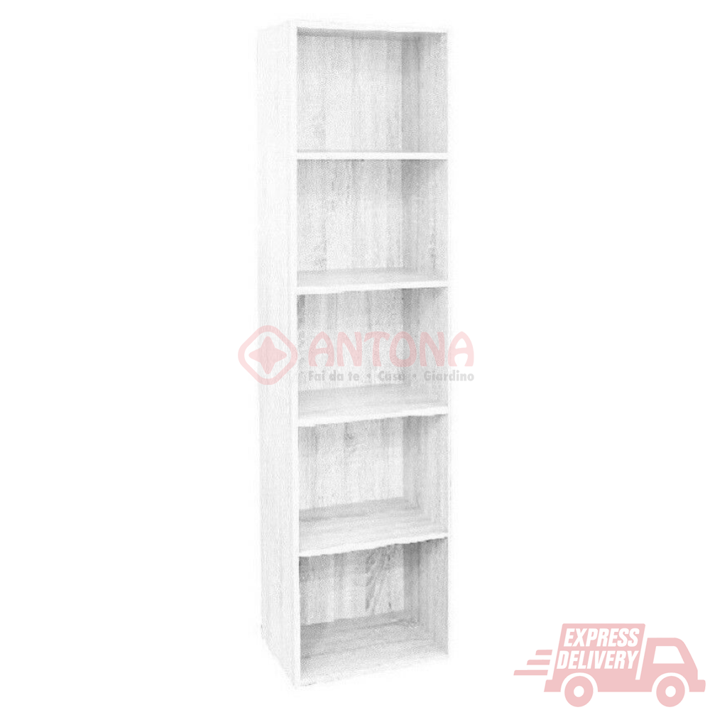 Libreria componibile modulare Scaffa in MDF Bianco-Cemento-Rovere Cm 132H/172H