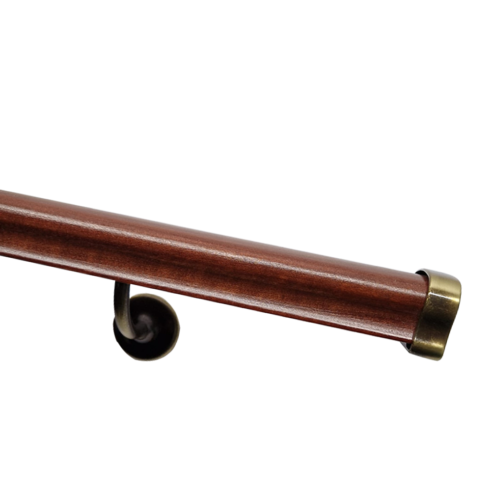Corrimano in legno Sagomato Vari Colori Kit completo supporto terminali bronzo
